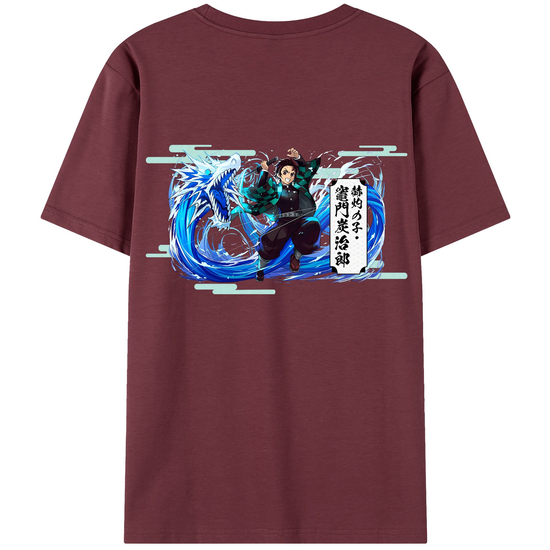 （画像用） 鬼滅の刃 竈門 炭治郎／かまど たんじろう Kamado Tanjirou 綿100％半袖Tシャツ（背面プリント）